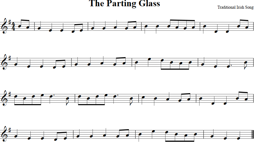 The Parting Glass Violin Sheet Music