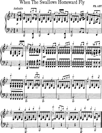 When the Swallows Homeward Fly - Violin Sheet Music by Abt