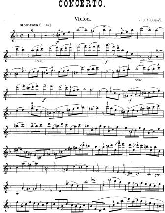 Violin Concerto No. 2 in D minor - Violin Sheet Music by Accolay