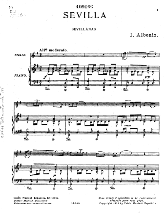Sevilla - Violin Sheet Music by Albeniz