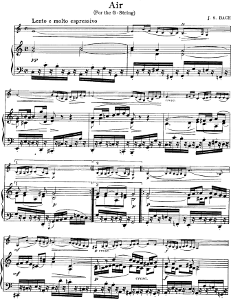 Air for the G String from Orchestral Suite No. 3 in D major, BWV 1068 - Violin Sheet Music by Bach