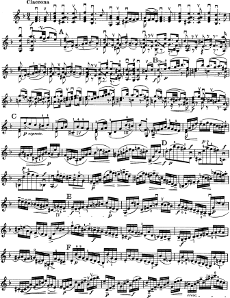 Chaconne in D minor from Partita No. 2 - Violin Sheet Music by Bach