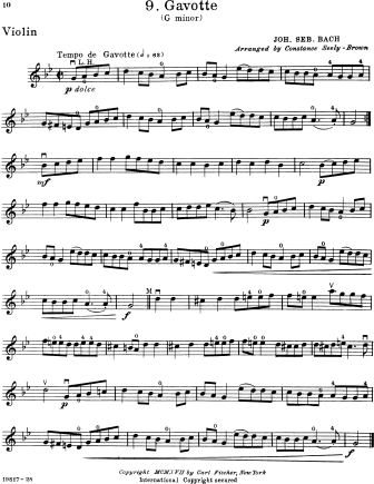 Gavotte in G Minor - Violin Sheet Music by Bach
