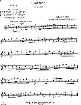 March in D Major - Violin Sheet Music by Bach