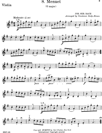 Menuet in G Major - Violin Sheet Music by Bach
