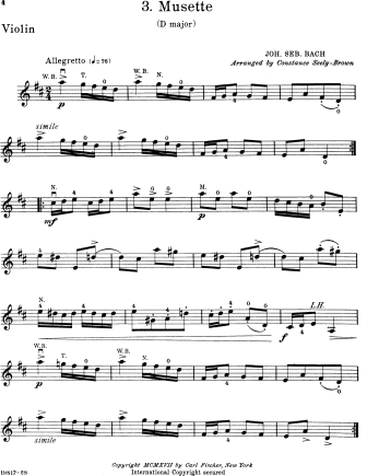 Musette in D Major - Violin Sheet Music by Bach