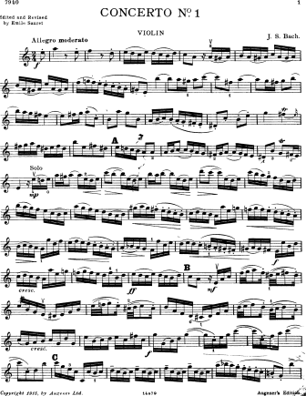 Violin Concerto in A Minor, BWV 1041 - Violin Sheet Music by Bach