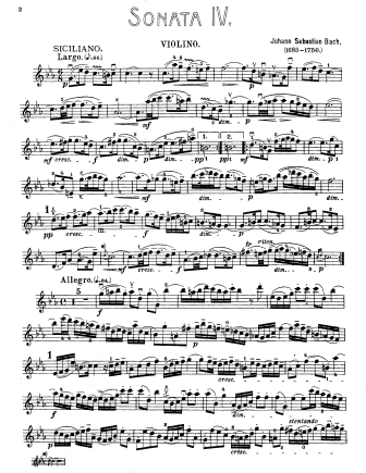 Sonata in C Minor, BWV 1017 - Violin Sheet Music by Bach