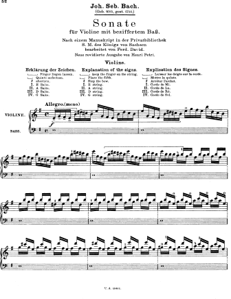 Sonata in E Minor, BWV 1023 - Violin Sheet Music by Bach