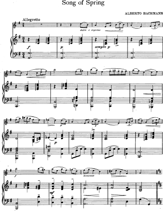Song of Spring - Violin Sheet Music by Bachmann