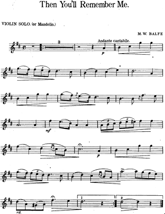 Then You'll Remember Me (alternate version) - Violin Sheet Music by Balfe