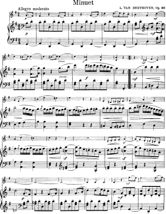 Minuet from the Septet Op. 20 - Violin Sheet Music by Beethoven