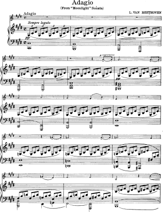 Adagio from the Moonlight Sonata - Violin Sheet Music by Beethoven