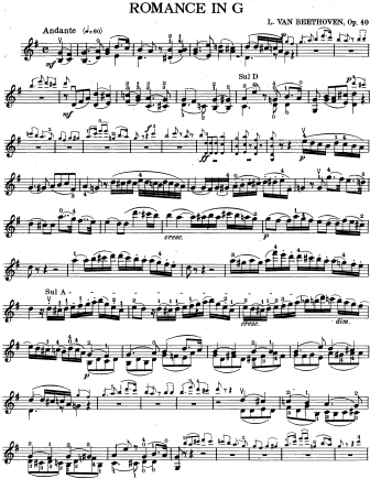 Romance No. 1 in G Major, Op. 40 - Violin Sheet Music by Beethoven