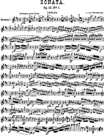 Sonata No. 1 in D major, Op. 12 No. 1 - Violin Sheet Music by Beethoven