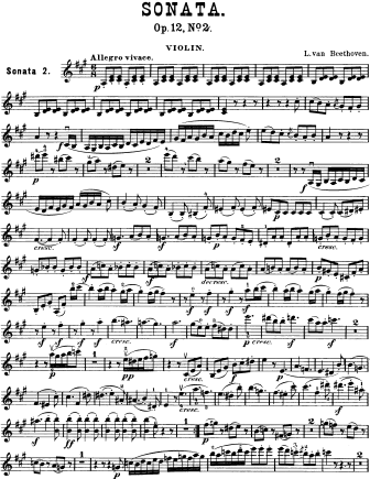 Sonata No. 2 in A major, Op. 12 No. 2 - Violin Sheet Music by Beethoven