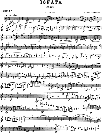 Sonata No. 4 in A minor, Op. 23 - Violin Sheet Music by Beethoven