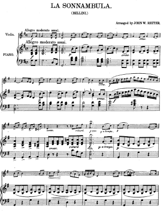 La Sonnambula (The Sleepwalker) - another transcription - Violin Sheet Music by Bellini