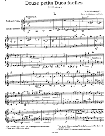 12 Easy Duos, Op. 87 - Violin Sheet Music by Beriot