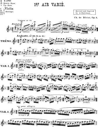 Air Varie Op. 1 - Violin Sheet Music by Beriot