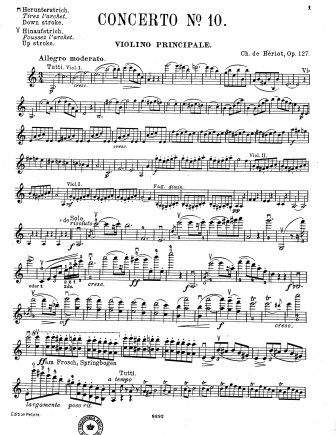 Violin Concerto No. 10 in A Minor, Op. 127 - Violin Sheet Music by Beriot