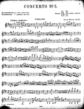 Violin Concerto No. 5 in D Major, Op. 55 - Violin Sheet Music by Beriot