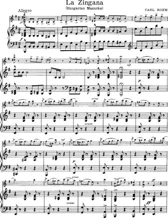 La Zingana (Hungarian Mazurka) - Violin Sheet Music by Bohm