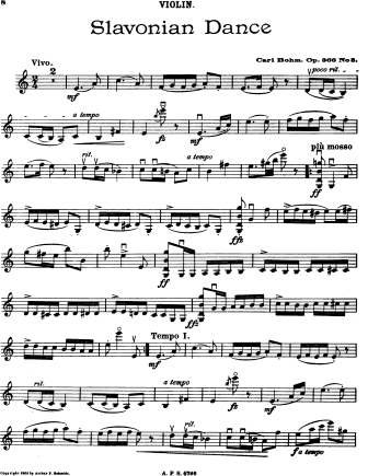 Slavonian Dance, Op. 366, No. 3 - Violin Sheet Music by Bohm