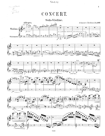 Double Concerto in A Minor for Violin and Cello, Op. 102 - Violin Sheet Music by Brahms