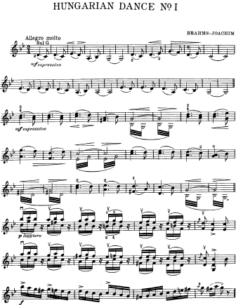 Hungarian Dance No. 1 - Violin Sheet Music by Brahms