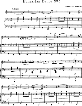 Hungarian Dance No. 5 - Violin Sheet Music by Brahms