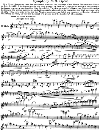 Symphony No. 3 in F major, Op. 90 - Violin Sheet Music by Brahms