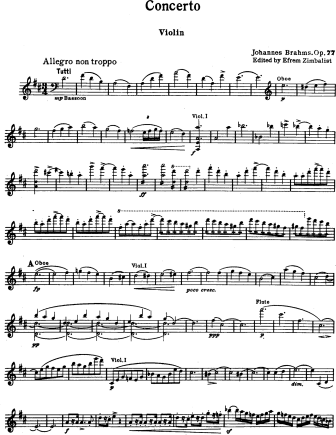 Violin Concerto in D major, Op. 77 - Violin Sheet Music by Brahms