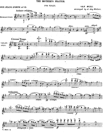 The Mother's Prayer - Violin Sheet Music by Bull