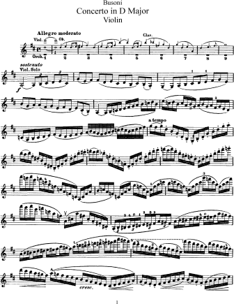 Violin Concerto in D Major, Op. 35a, BV 243 - Violin Sheet Music by Busoni