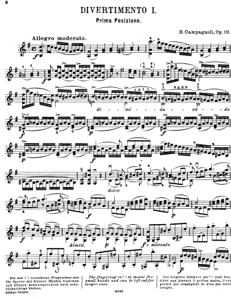 Seven Divertimenti, Op. 18 - Violin Sheet Music by Campagnoli