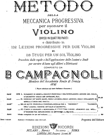 Violin Method - Violin Sheet Music by Campagnoli