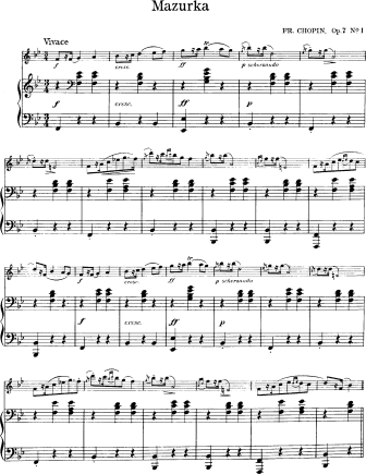 Mazurka Op. 7 No. 1 - Violin Sheet Music by Chopin