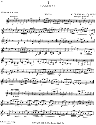 Sonatina in C major, Op. 36 No. 1 - Violin Sheet Music by Clementi