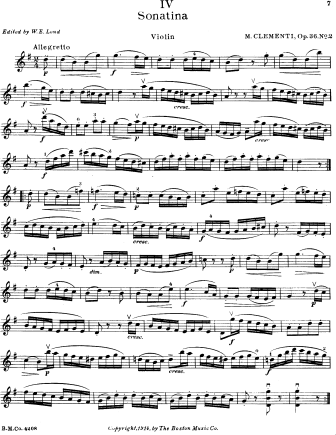 Sonatina in G major, Op. 36 No. 2 - Violin Sheet Music by Clementi