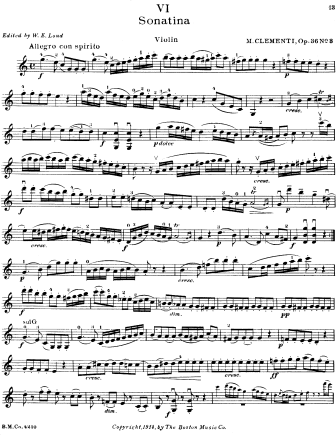 Sonatina in C major, Op. 36 No. 3 - Violin Sheet Music by Clementi