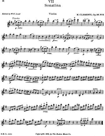 Sonatina in G major, Op. 36 No. 5 - Violin Sheet Music by Clementi