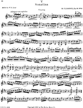 Sonatina in D major, Op. 36 No. 6 - Violin Sheet Music by Clementi