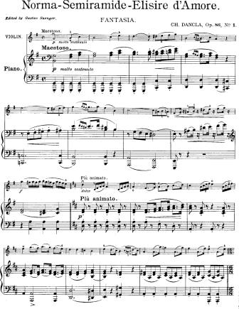 Fantasy Op. 86, No. 1 Norma, Semiramide, Elixir d'Amore - Violin Sheet Music by Dancla