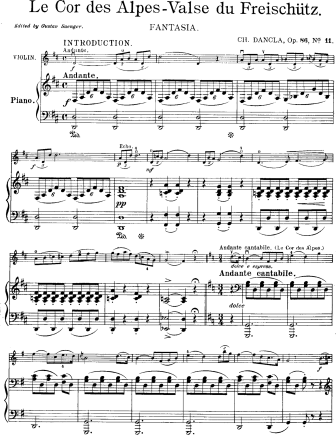 Fantasy Op. 86, No. 11 Le Cor des Alpes, Valse du Freischutz - Violin Sheet Music by Dancla