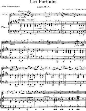 Fantasy Op. 86, No. 9 Les Puritains - Violin Sheet Music by Dancla