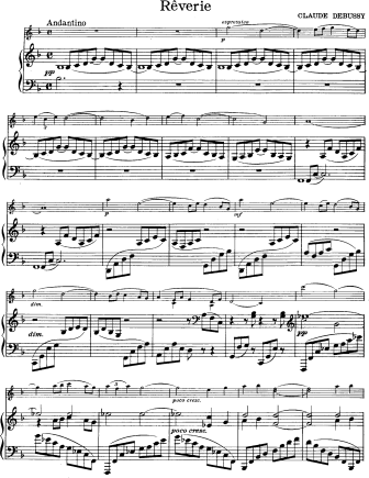 Reverie - originally for piano - Violin Sheet Music by Debussy