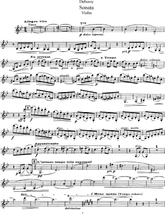 Sonata - Violin Sheet Music by Debussy