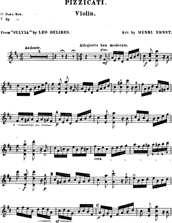 Pizzicato Polka from Sylvia - version 2 - Violin Sheet Music by Delibes