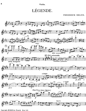 Legende - Violin Sheet Music by Delius